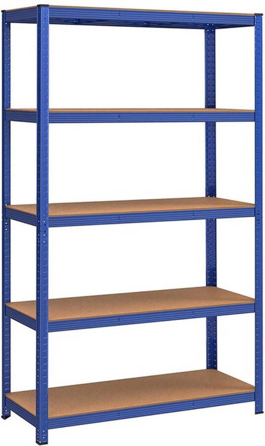 Rootz Living Rootz Opbergrek Opbergrekken Heavy-duty Rekken 5 Niveaus Opbergrek Verstelbare Planken Metalen Opbergrekken Tot 875 Kg Staal MDF Blauw 200 x 120 x 60 cm