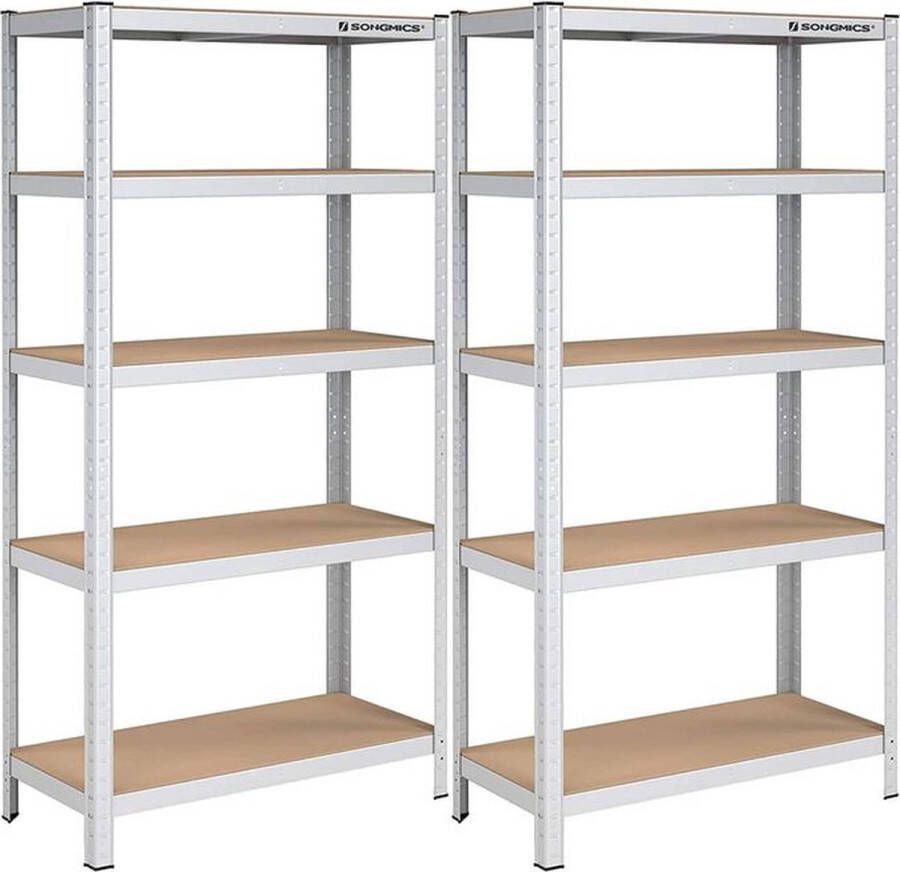 Rootz Living Rootz Opbergrek Set Van 2 Opbergrekken Industriële Opbergrekken Stalen Opbergrekken Zilver 180 x 90 x 40 cm