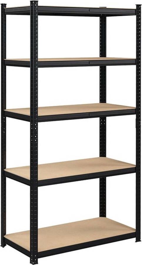 Rootz Living Rootz Opbergrek Staand rek Metalen rek Met 5 verstelbare planken Vrijstaand rek Staal MDF E1 Zwart 180 x 90 x 40 cm