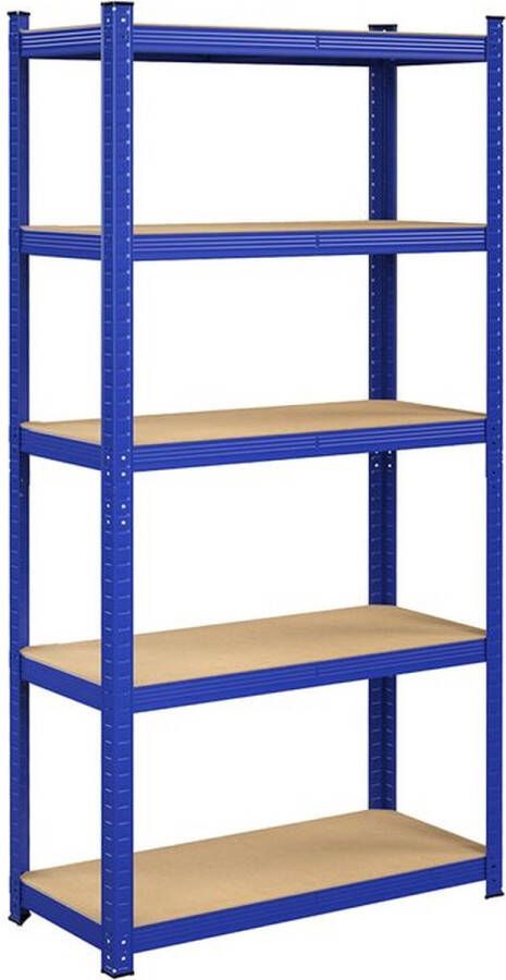 Rootz Living Rootz Opbergrek Staand rek Metalen rek Met 5 verstelbare planken Vrijstaand rek Staal MDF E1 Blauw 180 x 90 x 40 cm