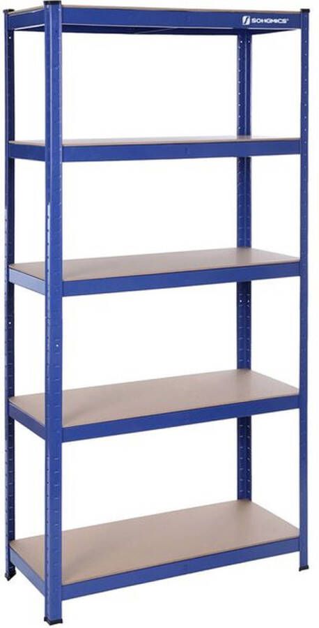 Rootz Living Rootz opbergrek staande plank metalen plank met 5 verstelbare planken vrijstaand rek staal poedercoating E1 klasse MDF blauw 160 x 80 x 40 cm