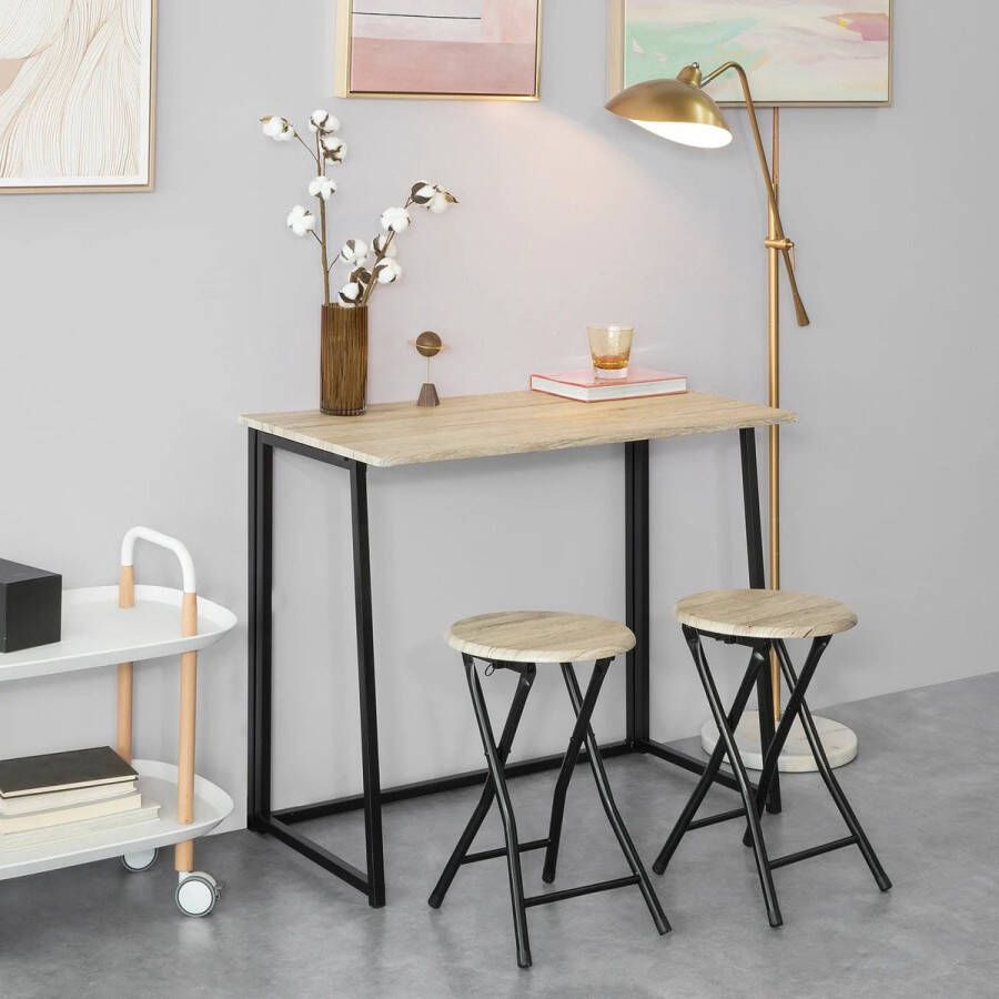 Rootz Living Rootz opklapbare bartafel en 2 opklapbare krukken-home keuken ontbijtbarset-meubel-eetset