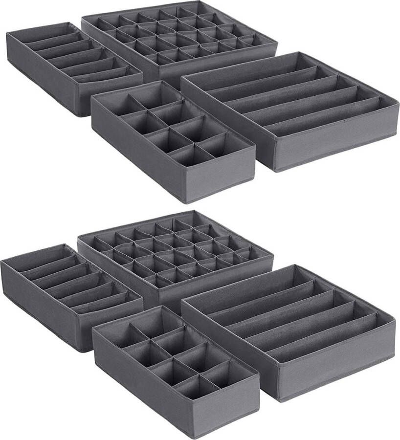 Rootz Living Rootz Organizers Opbergdozen Ondergoed Sokken Stropdassen Sjaals Set Van 8 Grijs