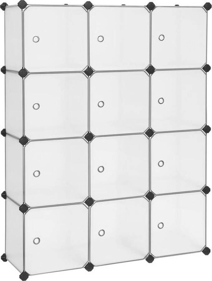 Rootz Living Rootz rekkensysteem met 12 vakken kunststof plaat deurplaat verstelbare rekkensystemen industriële rekken magazijnrekken wit 93 x 31 x 123 cm (L x B x H)