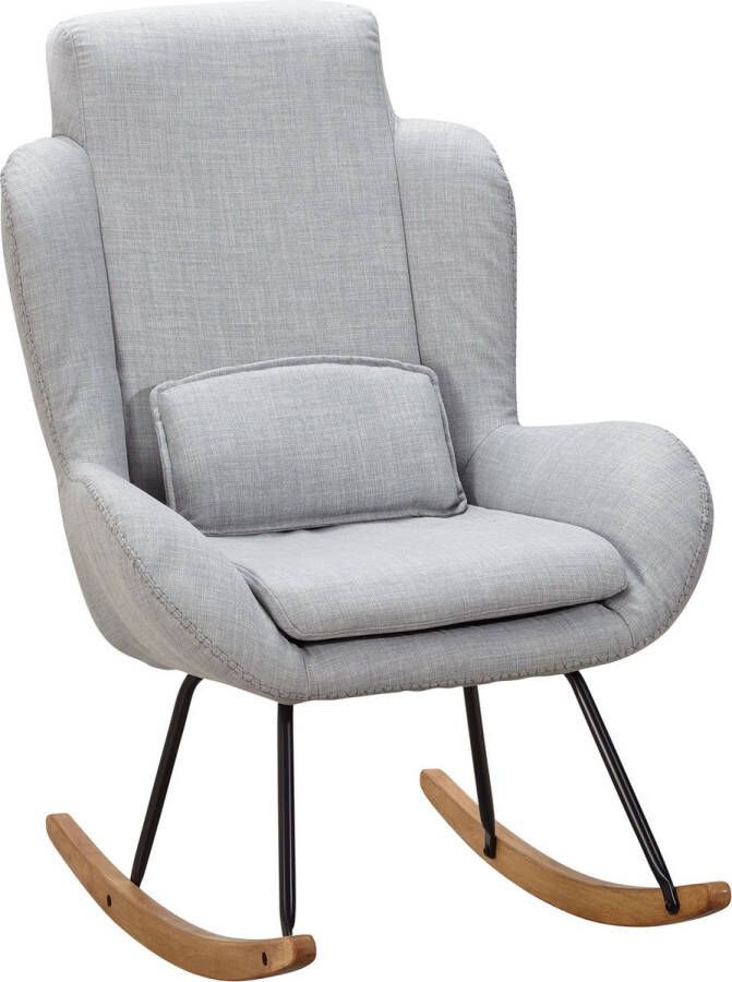 Rootz Living Rootz RocChair Grey Design Relaxfauteuil 75 x 110 x 88 5 cm Fauteuil stof hout Schommelfauteuil met frame Gestoffeerde Relaxfauteuil RocChair Moderne rocchair Hochlehner