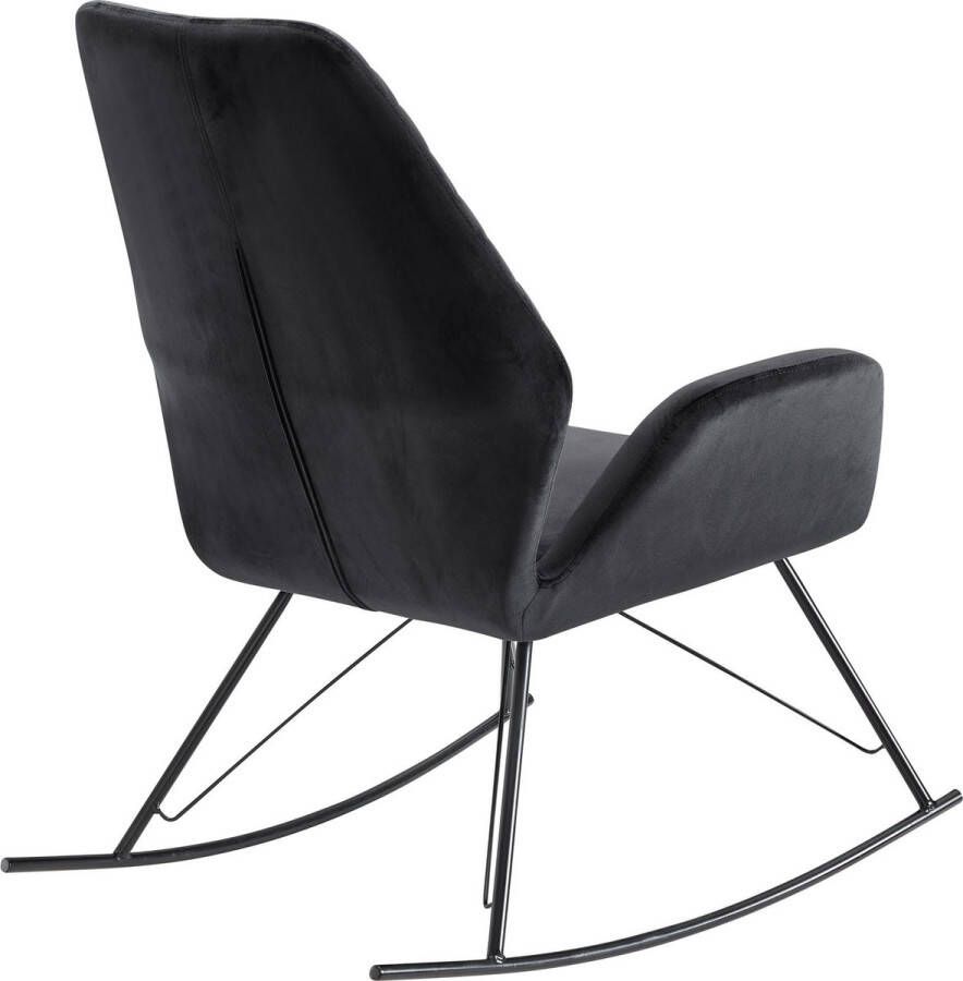 Rootz Living Rootz rocchair zwart 73x94x84 cm design relaxstoel fluweel metaal Fauteuil met frame gestoffeerde relaxstoel rocchair Moderne rocchair fauteuil