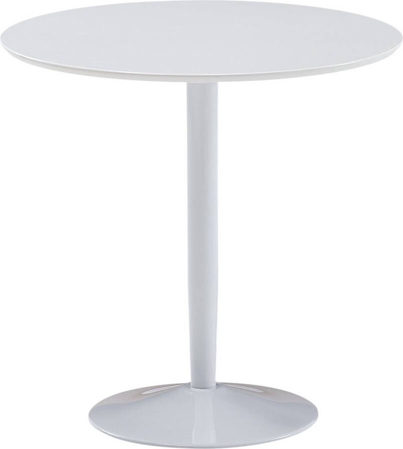 Rootz Living Rootz Ronde Eettafel Kleine Witte Hoogglans Keukentafel Moderne Ronde Eettafel voor 2 Personen Compacte Ontbijttafel 75x75x74 cm