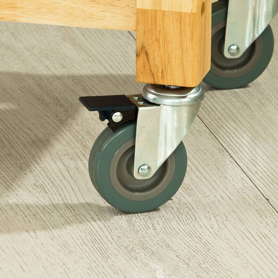 Rootz Living Rootz Rubber Wood Kitchen Opbergwagentje met twee lades en planken - Foto 2