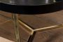 Rootz Living Rootz salontafel 58-5x42x58-5cm zwart goud salontafel metaal rond Design retro salontafel modern Kleine loungetafel met metalen onderstel Ronde dienbladtafel met houten plaat - Thumbnail 2