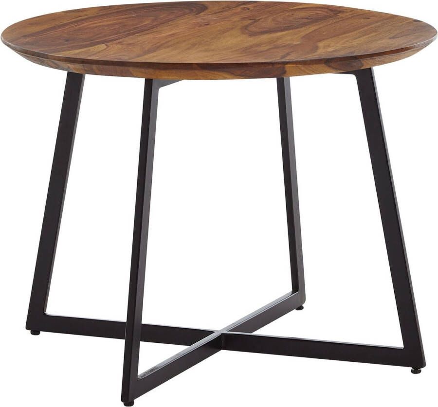 Rootz Living Rootz salontafel 60x60x45 cm massief sheesham hout metalen salontafel rond Design woonkamertafel salontafel massief Kleine tafel bijzettafel woonkamer modern