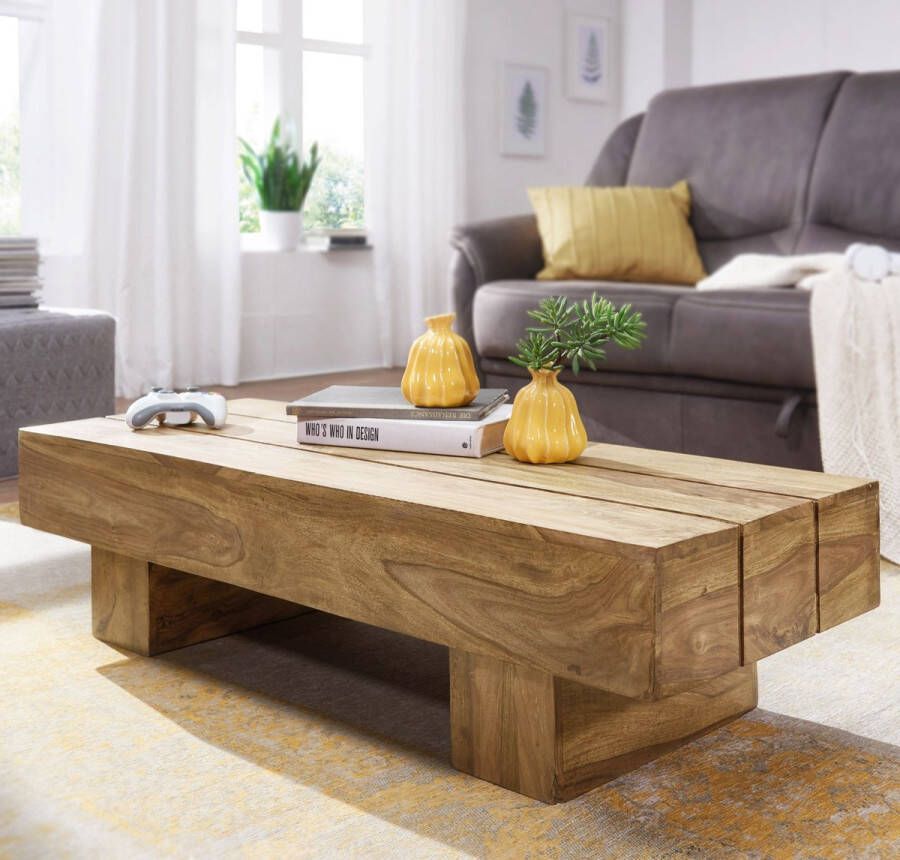 Rootz Living Rootz Salontafel Acaciahout Donkerbruine landelijke stijl Woonkamerdesign 120 cm breed