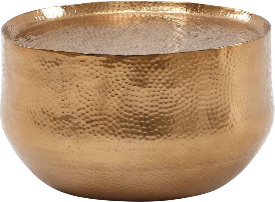 Rootz Living Rootz salontafel aluminium goud 60x60x35 cm woonkamertafel gehamerd Design salontafel rond aluminium oosters Ronde metalen salontafel small