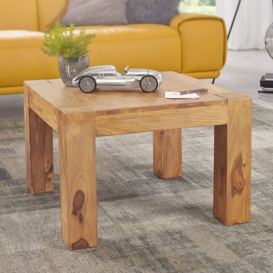 Rootz Living Rootz salontafel massief hout Acacia 60 cm brede eetkamertafel Design bruine landelijke tafel naturel