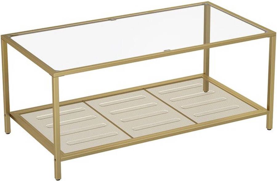 Rootz Living Rootz Salontafel Met Gehard Glas Moderne Salontafel Industriële Salontafel Ronde Salontafel Ovale Salontafel Outdoor Salontafel Goud-Transparant 106 x 55 x 45 cm (L x B x H)