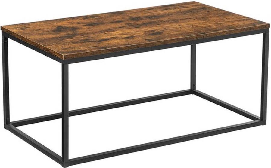 Rootz Living Rootz Salontafel Met Metalen Frame Moderne Salontafel Houten Salontafel Metalen Salontafel Industriële Salontafel Vierkante Salontafel Bruin-zwart 100 x 55 x 45 cm (L x B x H)