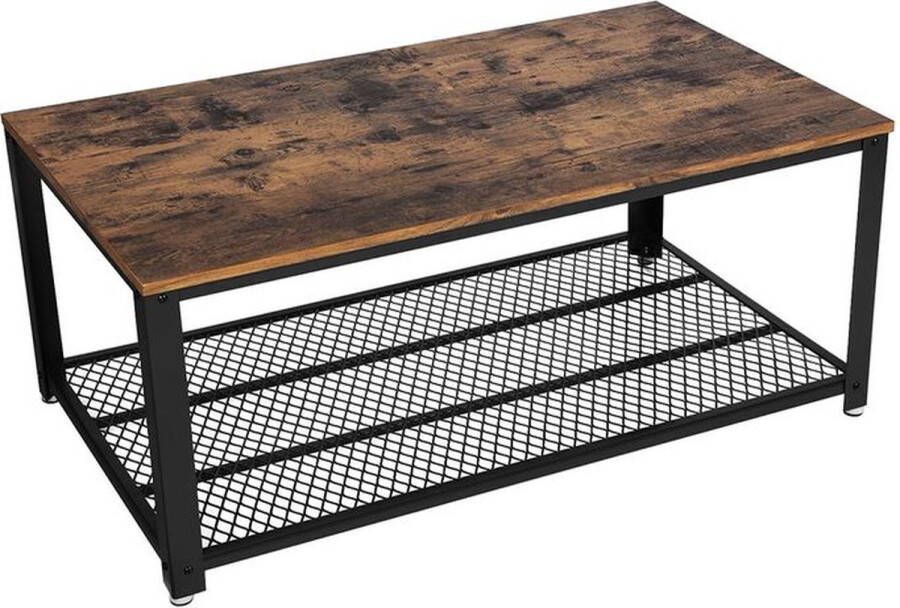 Rootz Living Rootz Salontafel Met Plank Industrieel Design Ruimtebesparend Koffiemeubels Spaanplaat Staal Vintage Bruin-zwart 106 2 x 45 x 60 2 cm (B x H x D)