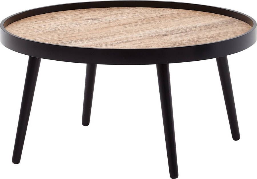 Rootz Living Rootz salontafel rond 76x76x40 cm zwart bruine salontafel modern Ronde salontafel Grote woonkamertafel Salontafel loungetafel