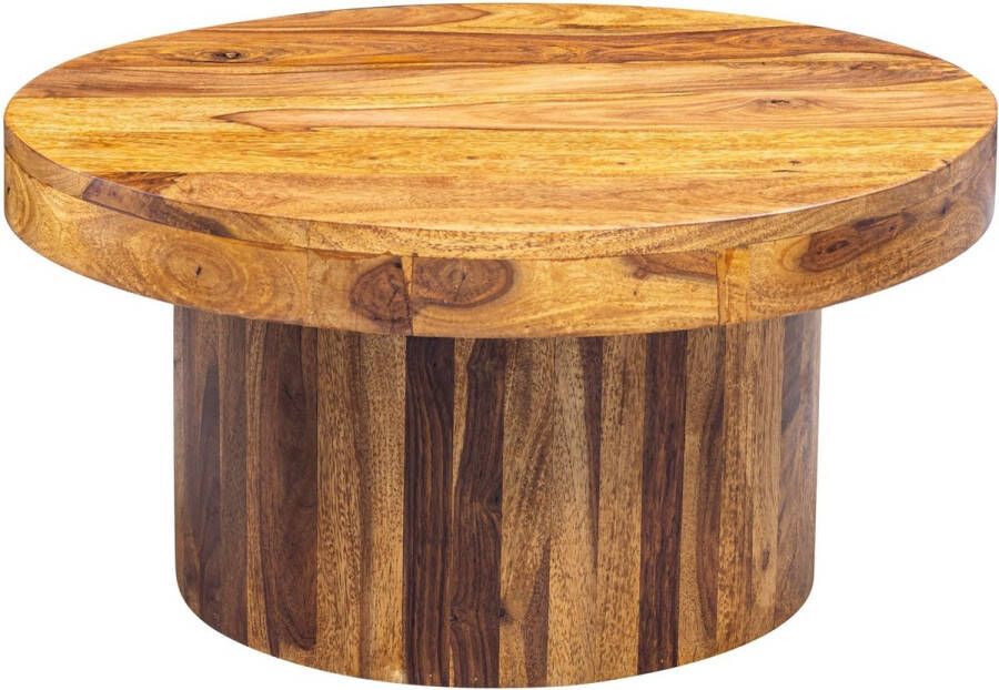 Rootz Living Rootz salontafel 60x30x60 cm Sheesham massief houten salontafel Design woonkamertafel rond Salontafel bruin Tafel woonkamer