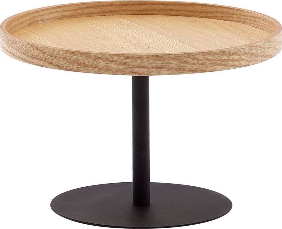 Rootz Living Rootz Salontafel Woonkamertafel van hout-metaal Modern rond design Eiken salontafel Tafel voor woonkamer 61x61x40 cm