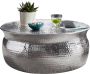 Rootz Living Rootz tafel salontafel 60x30-5x60cm aluminium zilver bijzettafel oosters rond Plat gehamerde salontafel metaal Design woonkamertafel modern Loungetafel indian stub table small - Thumbnail 2