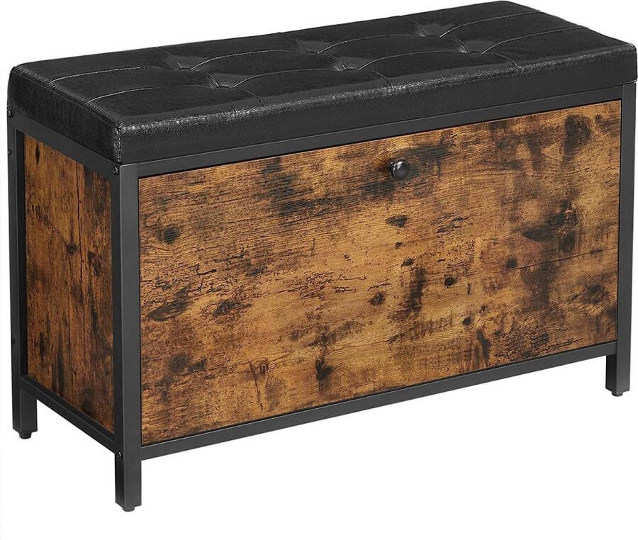 Rootz Living Rootz Schoenenbank Schoenenkast Opberger 6 Paar Schoenen Industrieel 80 x 30 x 51 cm Bruin Zwart