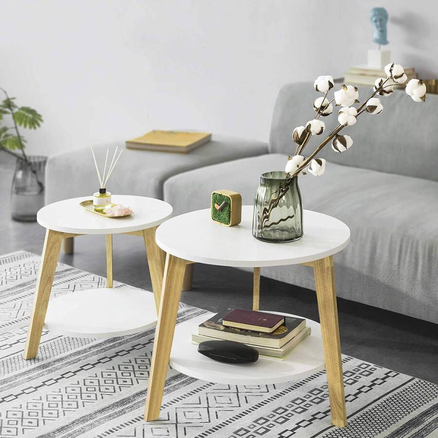 Rootz Living Rootz Set van 2 bijzettafels met opbergruimte Woonkamertafels Salontafels Nesttafels