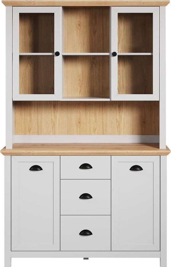 Rootz Living Rootz Sideboard Stylish Credenza Hutch Cabinet & More in Light Grey Artisan Oak 119x188x41 cm