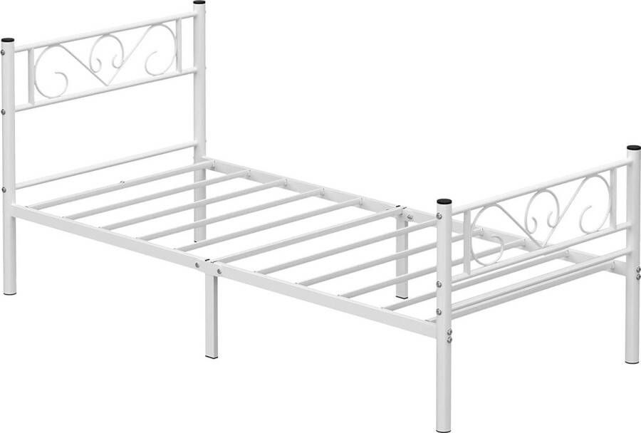 Rootz Living Rootz Single Bed Frame Metalen Bedframes Wit Past op een matras van 90 x 190 cm - Foto 2