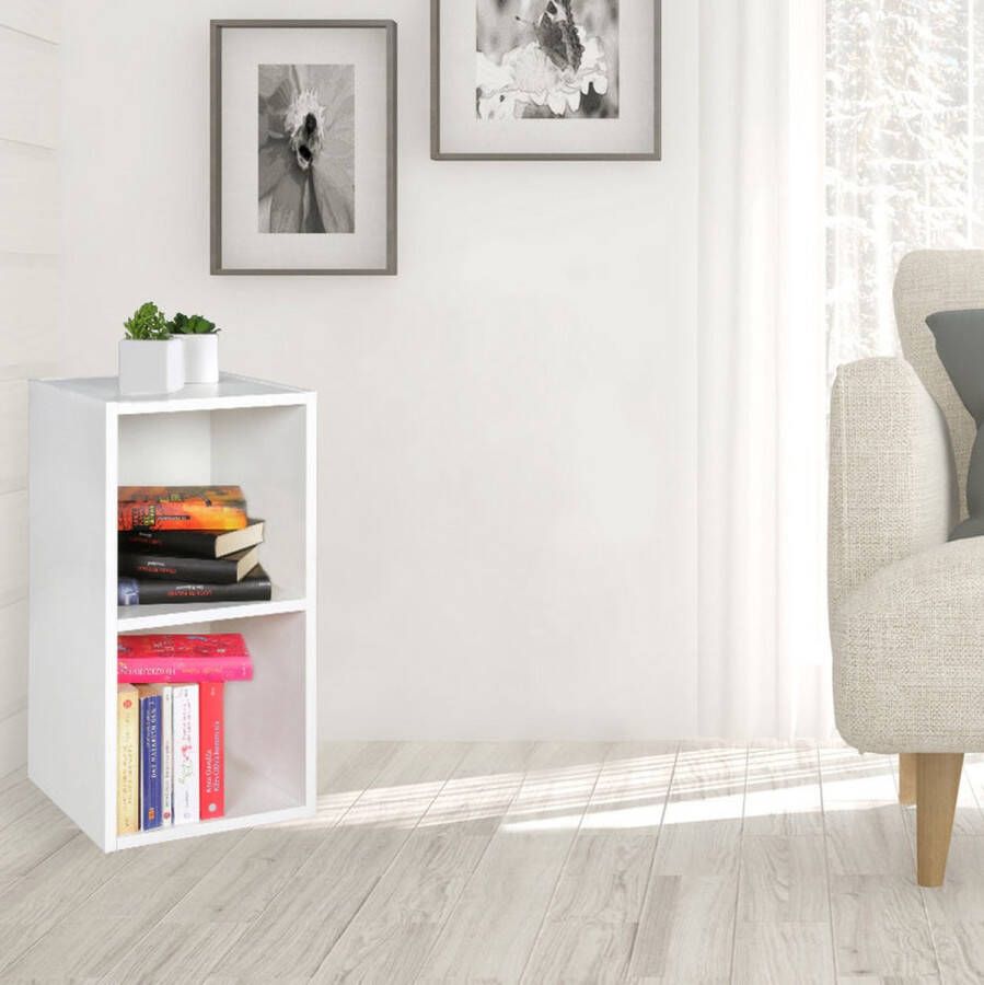 Rootz Living Rootz staanplank hout 30x60x30 cm moderne witte plank klein White Wall Shelf Storage Shelf Smal Kleine boekenkast 2 planken Smalle design houten plank nisplank