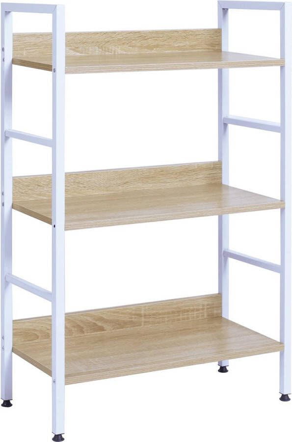 Rootz Living Rootz Standregal Stellingkast Opbergrek Boekenkast Displayplank Organisator Houten Rek Wit+Licht Eiken 60x27 5x93 cm