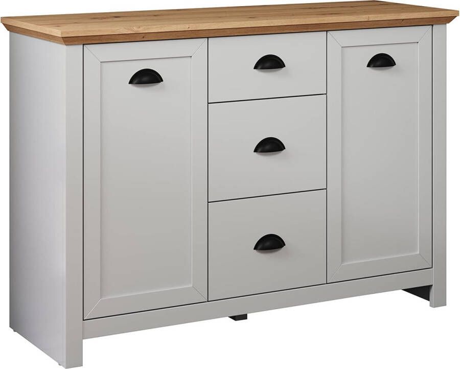 Rootz Living Rootz Stijlvol Dressoir Elegant Credenza Kast & Meer in Lichtgrijs Artisan Eiken 119x82x41 cm