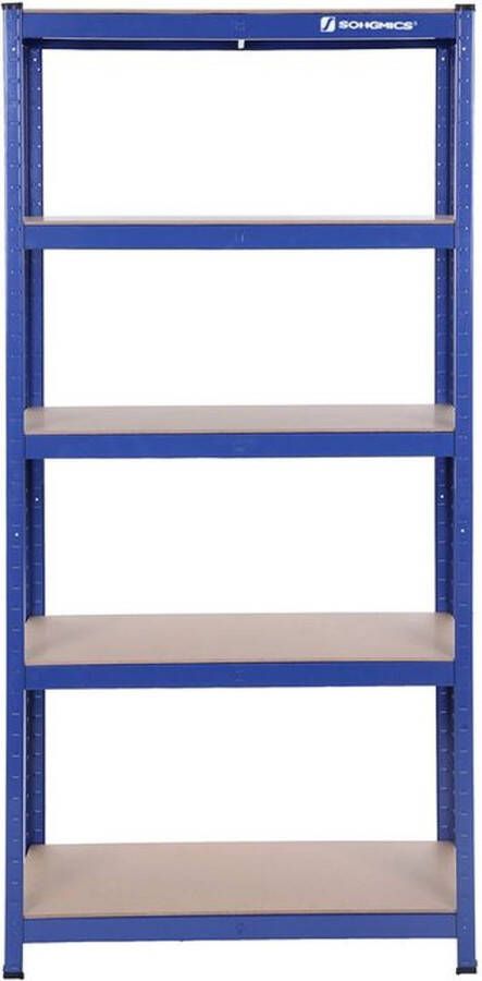 Rootz Living Rootz Storage Rack Heavy Duty Rack Standing Shelf Metal Shelf opbergplanken Met 5 verstelbare planken Vrijstaand rek Blauw 150 x 75 x 30 cm