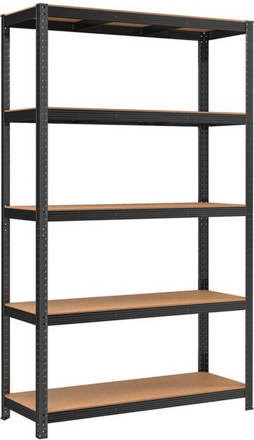 Rootz Living Rootz Storage Rack Storage Shelves Heavy-duty Shelves 5 Levels Storage Rack Metal Storage Shelves Staal MDF Zwart 200 x 120 x 60 cm