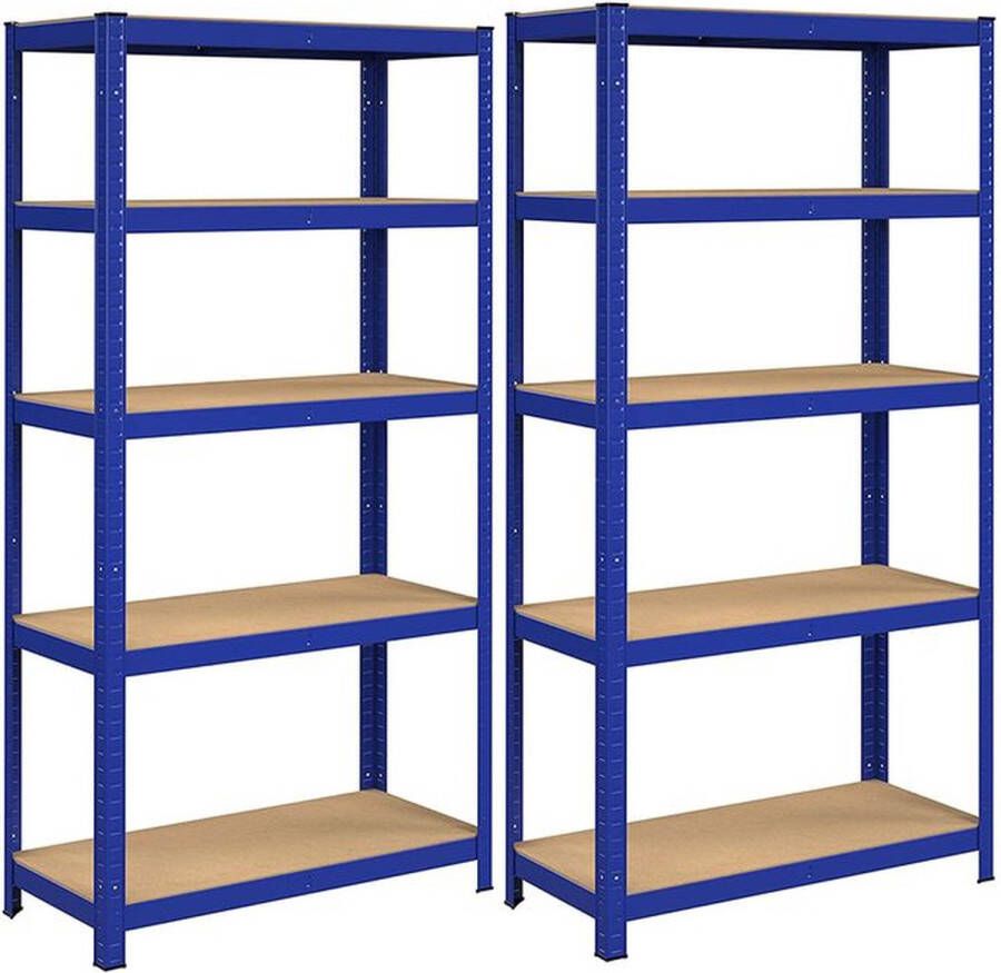Rootz Living Rootz Storage Rack Storage Shelves Heavy-Duty Shelves Set van 2 Storage Racks Industrial Storage Racks 5 Shelves Blauw 40 x 90 x 180 cm