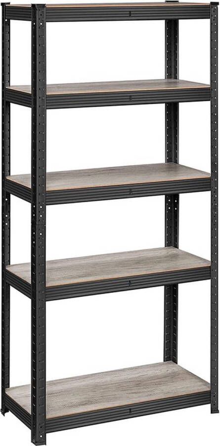 Rootz Living Rootz Storage Rack Storage Shelves Heavy-Duty Shelving 5 Levels Storage Rack Metal Storage Shelves Zwart 150 x 75 x 30 cm