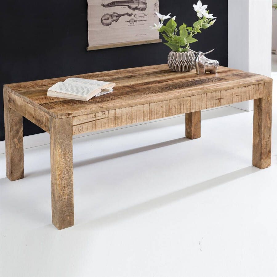 Rootz Living Rootz tafel 110 x 60 x 47 cm massief hout Mango Natur Landelijke salontafel Rustieke salontafel Massief houten woonkamer