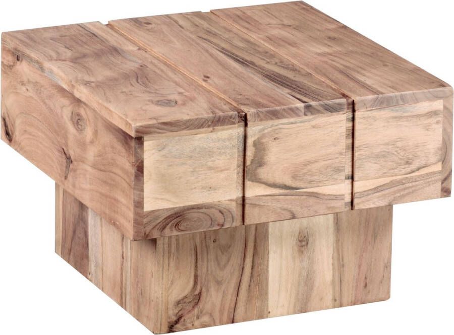 Rootz Living Rootz tafel hardhout Acacia salontafel 44 x 44 x 30 cm salontafel Massief breed kubus vierkant