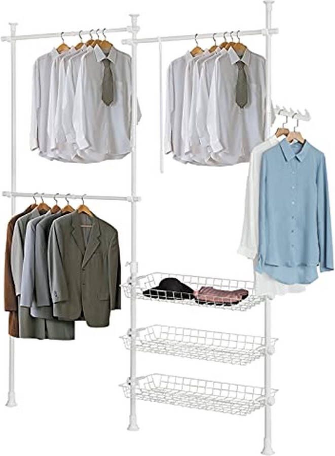 Rootz Living Rootz Telescopische Garderobe-organizer-Ophangrail-Kledingrek-Opbergrekken