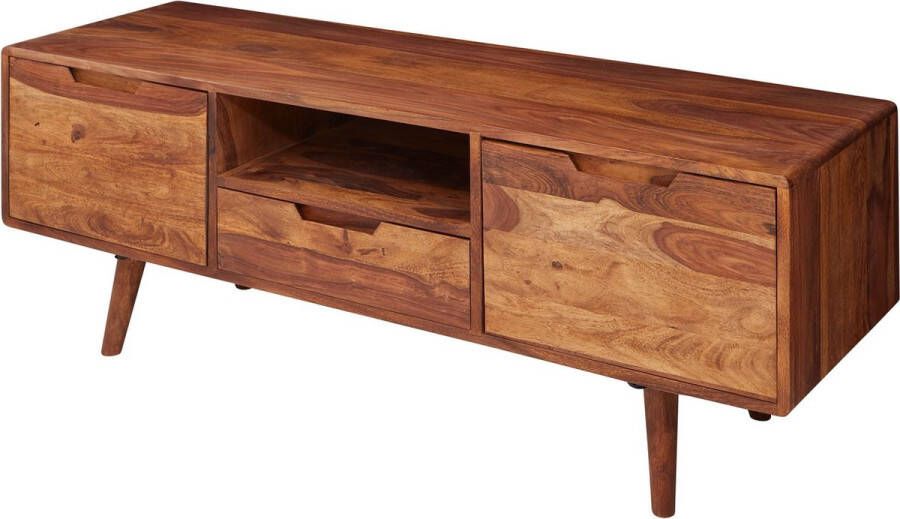 Rootz Living Rootz TV-dressoir HiFi Lowboard Sheesham Hout Landelijke TV-dressoir Onderkast met Lade & 2 Deurtjes 135x51x45cm