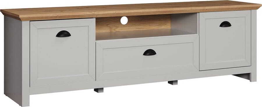 Rootz Living Rootz TV-Lowboard Entertainmentmeubel Mediastandaard Televisieconsole Displayplank Mediacenter TV-meubel Lichtgrijs Artisan Eiken 171 x 53 x 41 cm