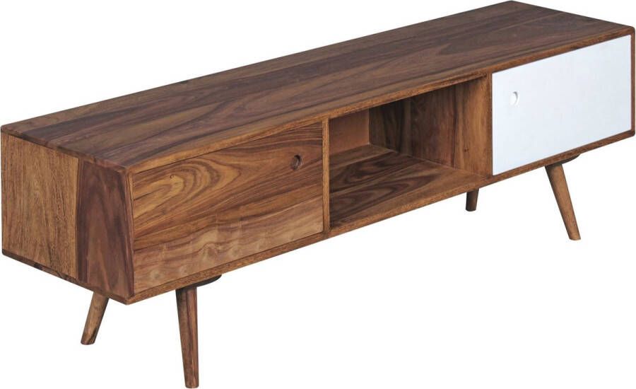 Rootz Living Rootz TV Lowboard Landelijk TV-meubel met 2 deuren en 1 lade Plankkast Dressoir Sheesham massief hout 140 cm