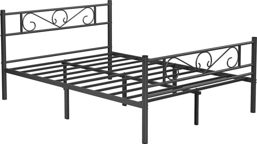 Rootz Living Rootz Tweepersoonsbed Frame Metalen Bedframes Zwart Wit Past op een matras van 140 x 190 cm