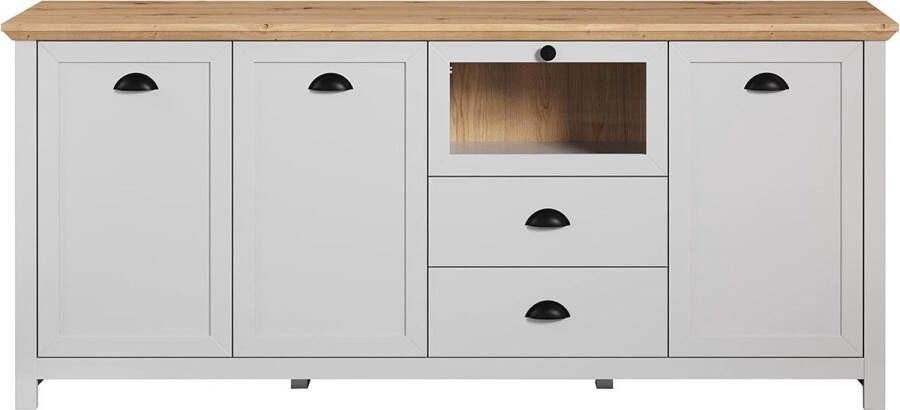 Rootz Living Rootz Ultimate Dressoir Stijlvol Buffet Credenza Kast & Meer in Lichtgrijs Artisan Eiken 190x82x41 cm