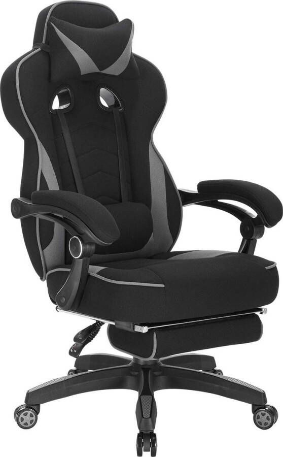 Rootz Living Rootz Ultimate Gaming Throne Premium gamerstoel Ergonomische pc-stoel Stijlvol grijs Verstelbare hoogte rugleuning en voetsteun