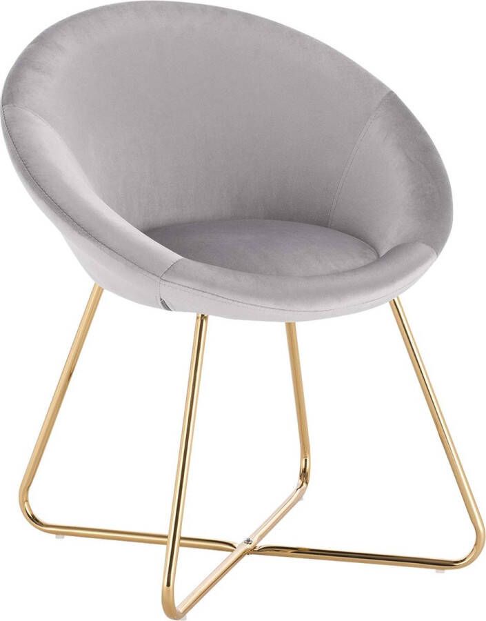 Rootz Living Rootz Velvet Eetkamerstoel Gestoffeerde Zitting Elegante Sessel Pluche Keukenkruk Luxe Bureaustoel Eigentijdse Lounge Stoel Lichtgrijs 76x44x40 cm