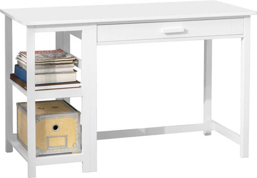 Rootz Living Rootz Versatile White MDF Office Table Spacious Desk with Storage Shelves 120x75x58cm