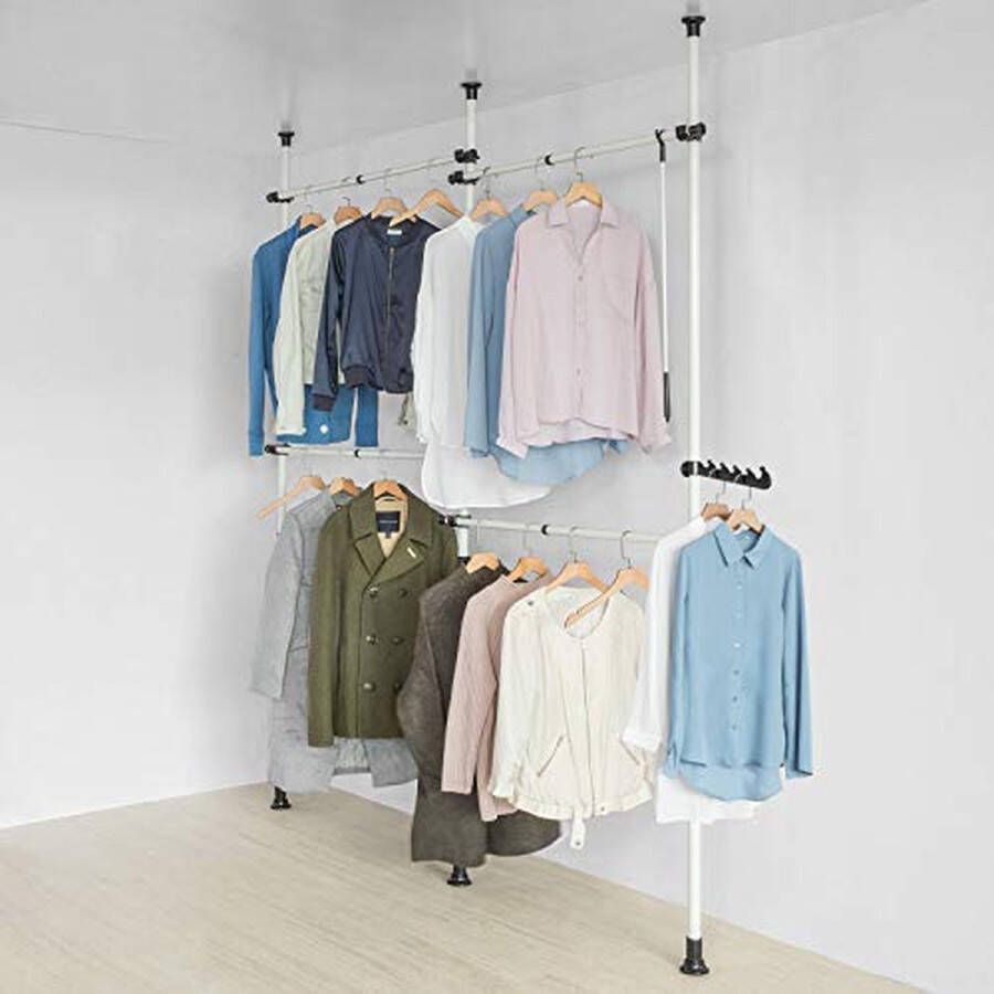 Rootz Living Rootz verstelbare garderobe-organizer kledingreksysteem ophangrail telescopische opbergrekken voor kleding