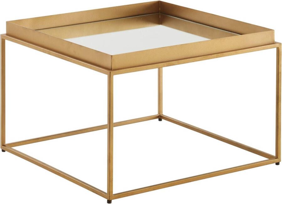 Rootz Living Rootz vierkante gespiegelde salontafel glas & metaal 60x60x41 cm goud modern design kleine bijzettafel