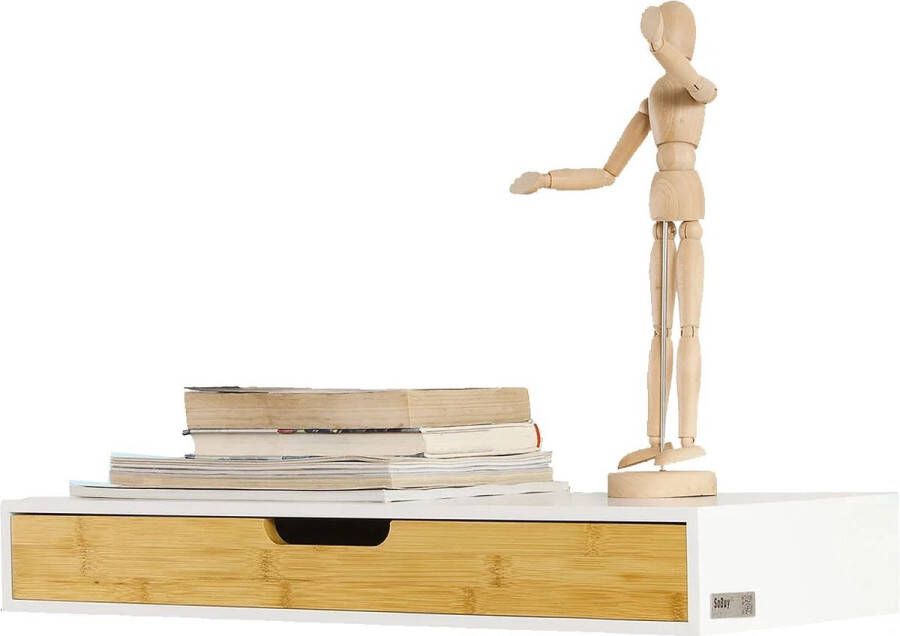 Rootz Living Rootz Wandlade Zwevende plank met lade Wandplank Opbergrek