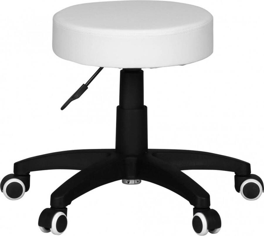 Rootz Living Rootz Werkkruk Wit Design Kunstleer Gewatteerd XL-formaat Wielen Rugleuningvrij